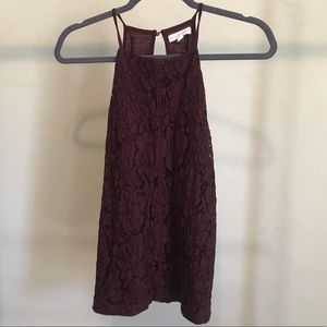 Buckle | Maroon Lace Halter Tank